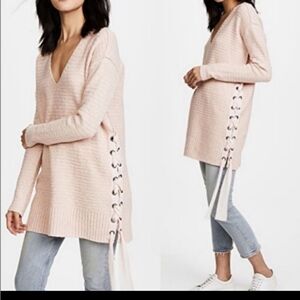 Free People Heart It Laces Sweater Tunic Baby Pink XS